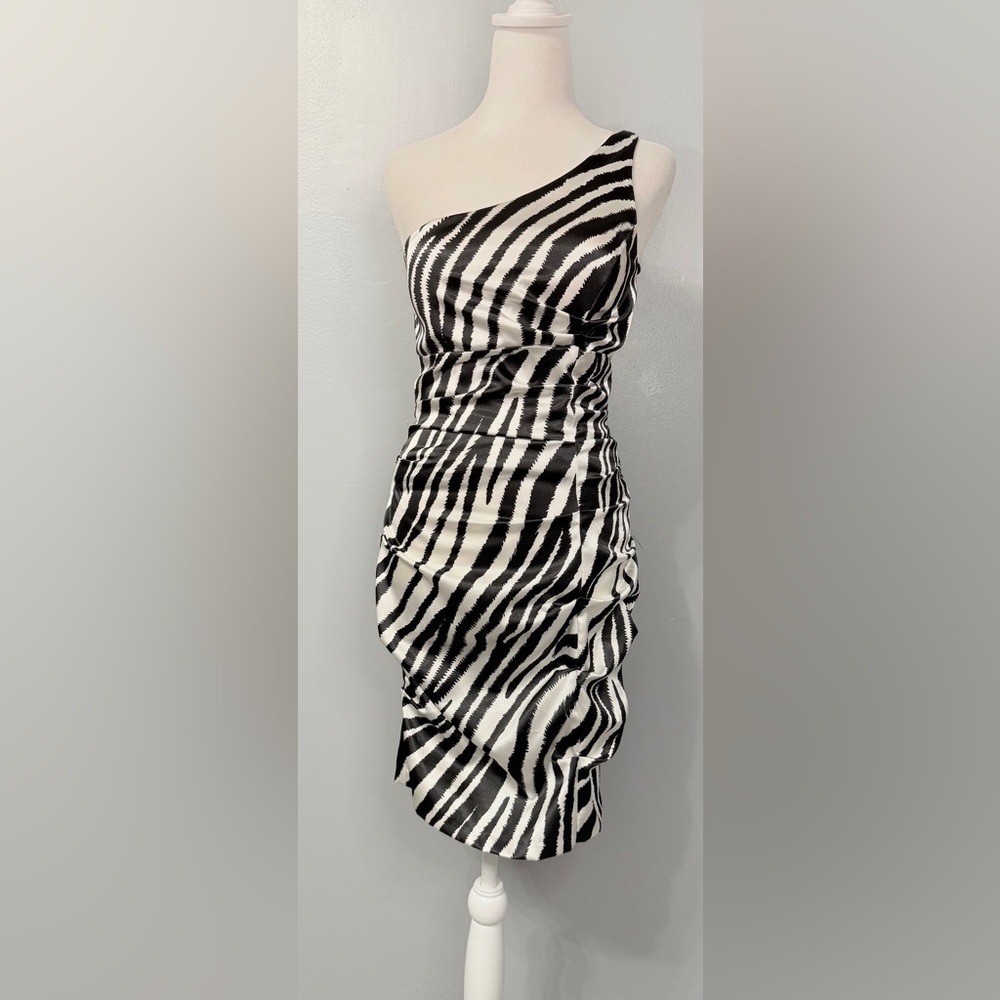 #10) Jump One-Shoulder Zebra Print Dress